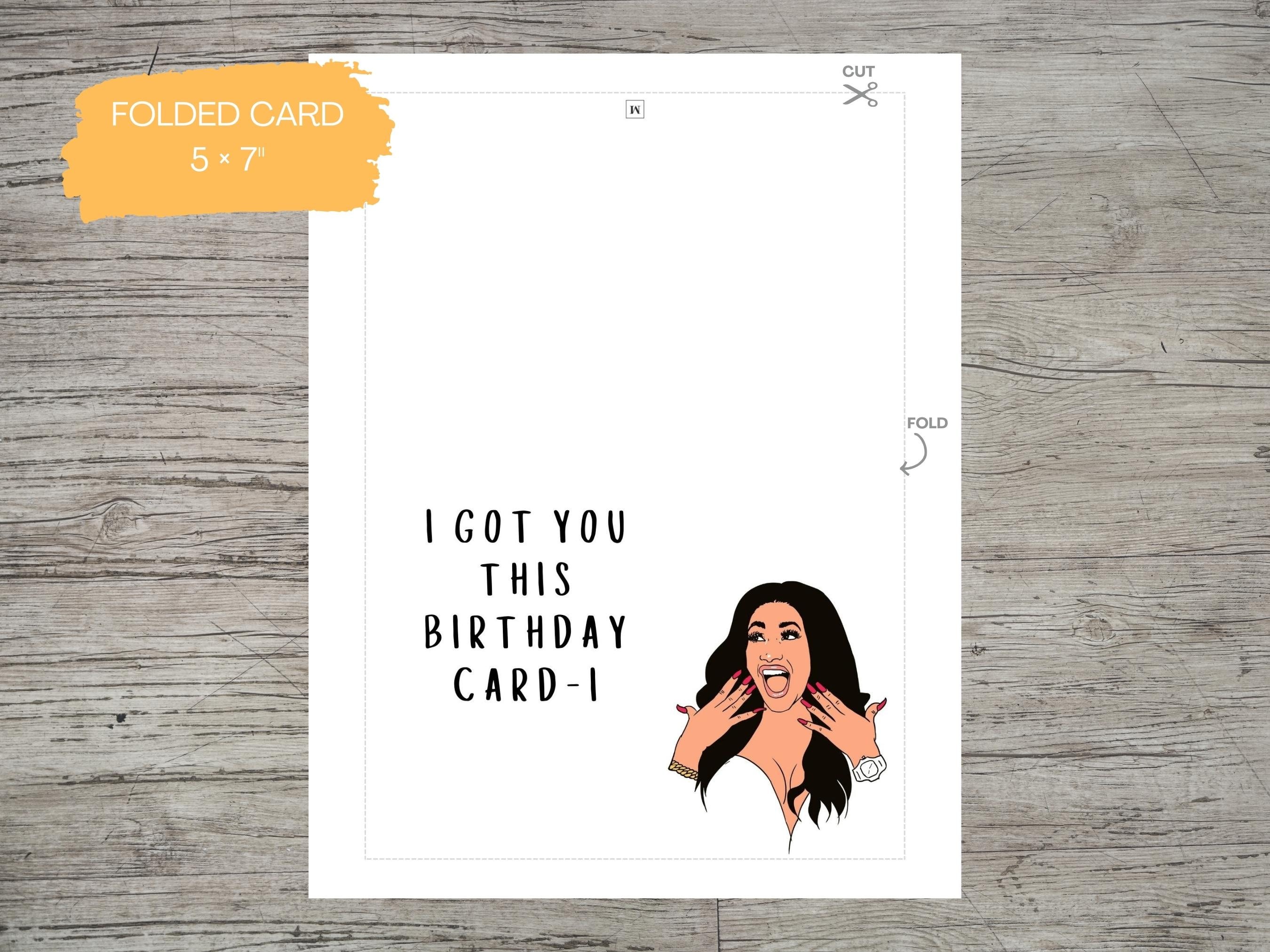 Printable Cardi B Card Cardi B Birthday Card Illustrated Birthday Card Illustration on Card 