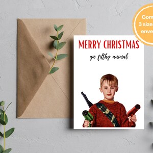 Home Alone Kerstkaart - Smerige Dieren Kerstkaart - Home Alone Card Canva - Afdrukbare Home Alone Card - Kevin Home Alone Card