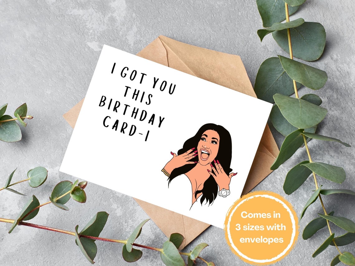 Printable Cardi B Card - Cardi B Birthday Card - Illustrated Birthday ...