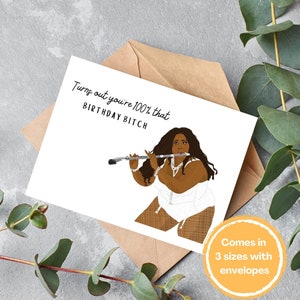 Tarjeta de cumpleaños de Lizzo - Tarjeta de cumpleaños imprimible - Tarjeta con sobre - Descarga digital - Tarjeta Lizzo