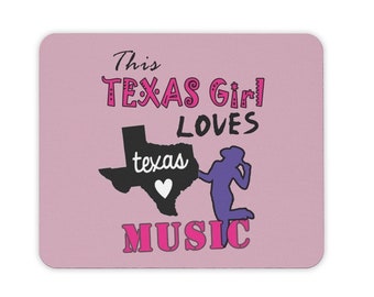 Texas CowGirl Loves Music Mouse pad, Desk Mousepad Music Lover, Country Western Mousepad Gaming Cowgirl Gift, Birthday Gift for Teen