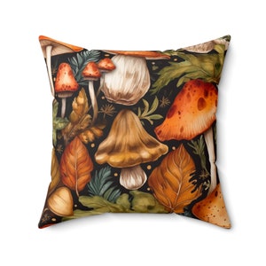 Mushroom Pillow Case, Boho Throw Pillow Covers, Mushroom Home Decor