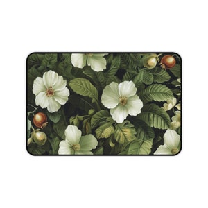Botanical Desk Mat, Green Nature Desk Pad, Cottagecore Desk Mat Gift for Coworker, Sage Green Desk Mat Cute Forest Inspired Office Accessory