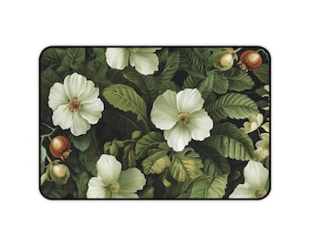 Botanical Desk Mat, Green Nature Desk Pad, Cottagecore Desk Mat Gift for Coworker, Sage Green Desk Mat Cute Forest Inspired Office Accessory