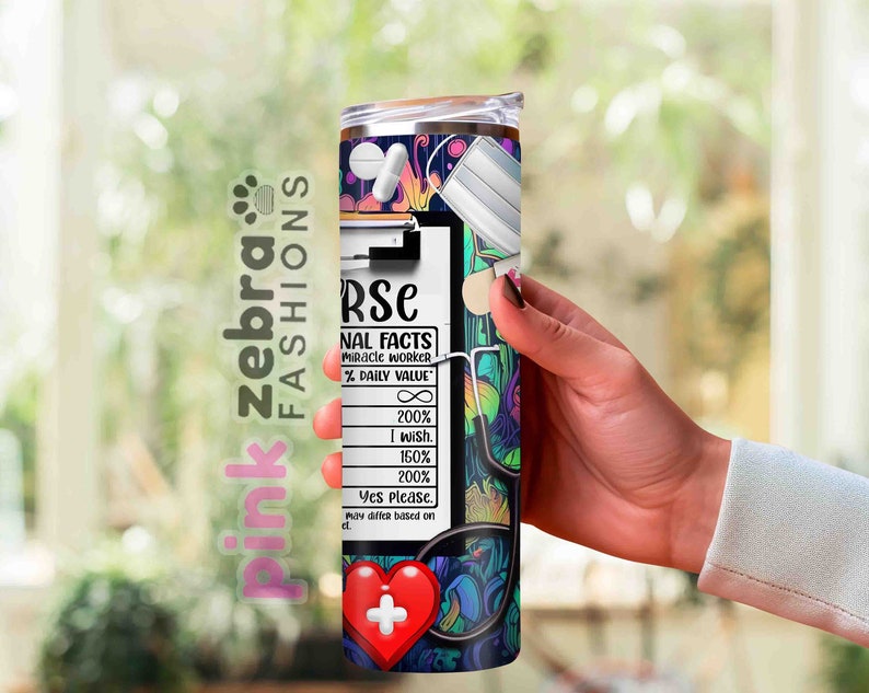Nurse Tumbler Wrap, Add Your Photo Tumbler Template, 20 oz Skinny Tumbler Sublimation Design, Personalized Picture Frame Tumbler for Nurses