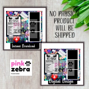 Nurse Tumbler Wrap, Add Your Photo Tumbler Template, 20 oz Skinny Tumbler Sublimation Design, Personalized Picture Frame Tumbler for Nurses