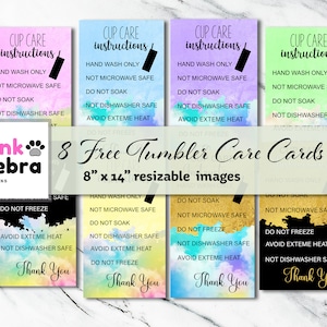 Includes Free Digital Prints Sublimation Designs for 20 Ounce Skinny Tumblers and 30 oz Straight Tumblers and 8 Tumbler Care Cards by Pink Zebra Fashions Company - Sublimation Prints and Clothing Apparel
