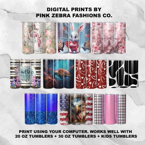 Includes 11-20 Digital Prints Sublimation Designs for 20 Ounce Skinny Tumblers and 30 oz Straight Tumblers by Pink Zebra Fashions Company - Sublimation Prints and Clothing Apparel