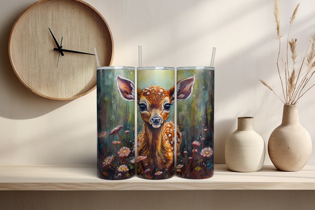 Baby Deer Tumbler Wrap, 20 Oz Skinny Tumbler Sublimation JPG, Woodland ...