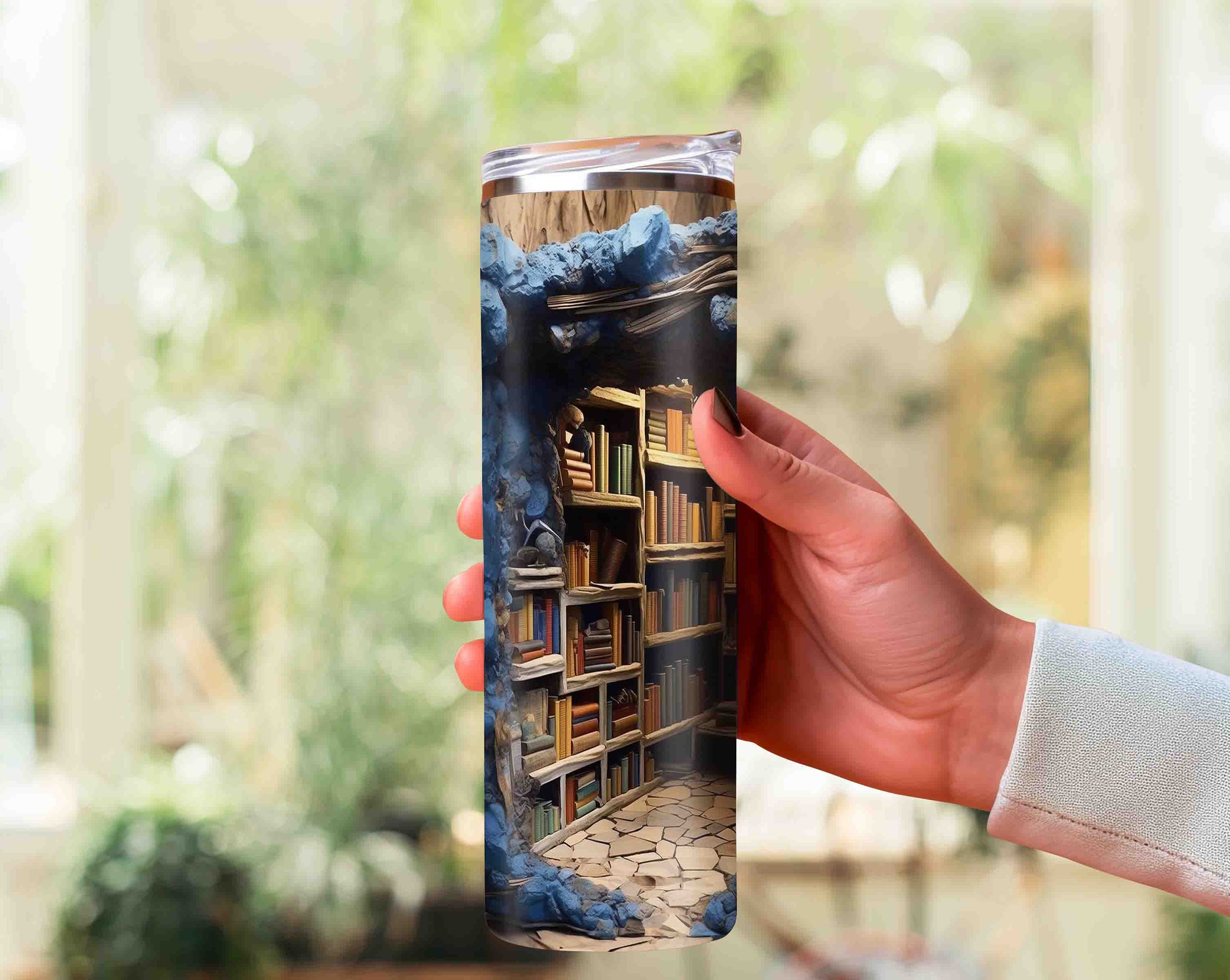 3D Bookshelf Tumbler Design, 20oz Tumbler Wrap, Digital JPG Sublimation ...