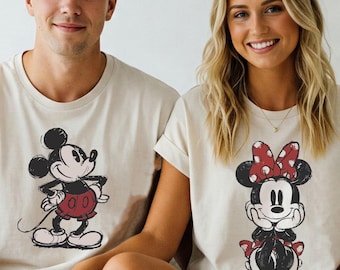 Disney Classic Minnie Mouse Shirt, Retro Minnie Tee for Girls and Women, Disneyland Family Matching Shirts, Vintage Mickey Minnie Couple tee