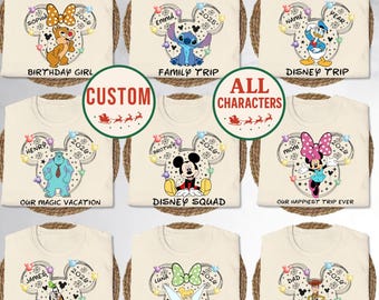 All Characters Disney Squad Shirt, Family Vacation Tee, Matching Group Trip Shirt, Bestie Minnie Mouse Birthday Girl Tee