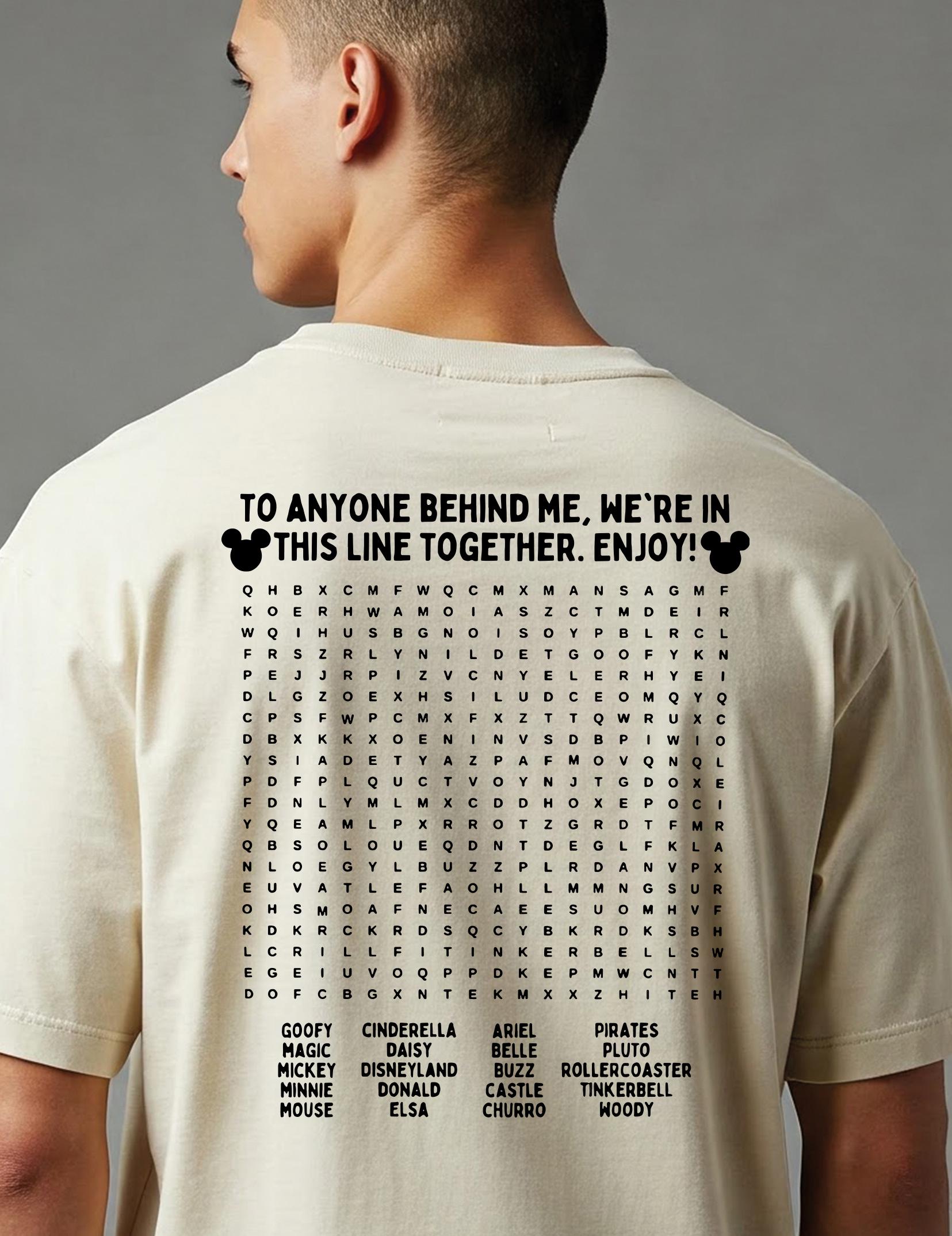 Funny Interactive Disney Shirt, Waiting in Line Puzzle Tee, Disney