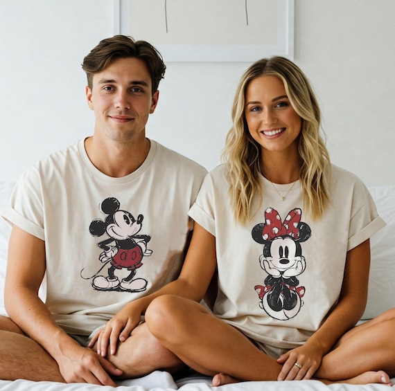 Disney Classic Minnie Mouse Shirt, Retro Minnie Tee for Girls and Women, Disneyland Family Matching Shirts, Vintage Mickey Minnie Couple tee