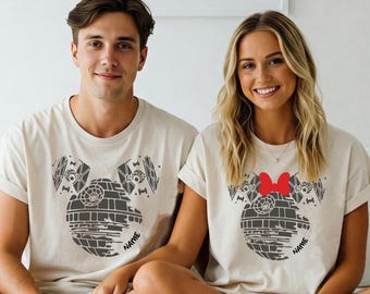 Mickey and Minnie Death Star Shirt, Star Wars Disney Shirt, Vintage Star Wars Tee, Disney Man T Shirt, Disney World Crewneck, Gift for Her