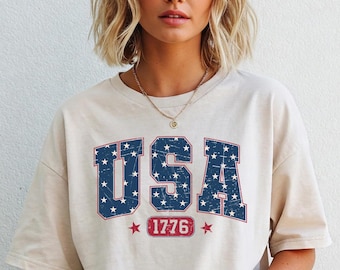 Vintage 4th of July Tee: Patriotic USA Women's Shirt