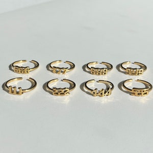 Gold filled Adjustable Angel Number Ring | Gold Angel Number Ring | Lucky Number Ring