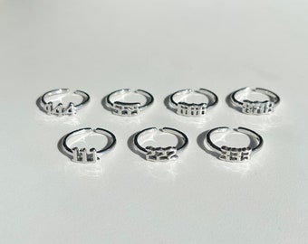 Silver Angel Number Ring | Rhodium Plated Adjustable Ring