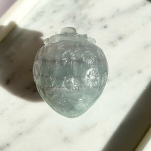 Xlarge Light Blue Green Fluorite Strawberry Carving