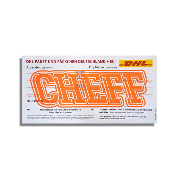 CHEFF Handmade Custom DHL Postage Label Graffiti Streetart Slap Screenprint Typography Limited Run