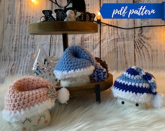 Winter marshmallow mug hat crochet PATTERN, beginner friendly, full video tutorial, digital download, tiered tray, Rae Dunn inspired