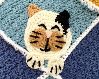 Crochet Pattern - INSTANT PDF DOWNLOAD - Find Me Crafting - Crochet Cat - Cat Applique - Crochet Cat Applique - Cuddle Buddies Baby Blanket