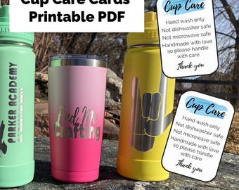 Printable Tumbler/Cup Card Care/Instruction Tag/Washing Instructions/READY TO PRINT/Digital Files