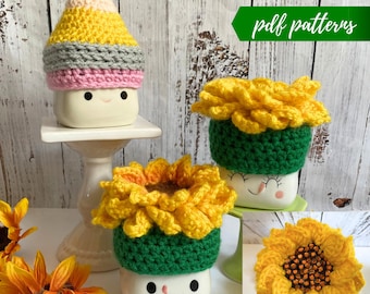 August/summer marshmallow mug hat crochet PATTERN, beginner friendly, video tutorial, digital download, tiered tray, Rae Dunn inspired