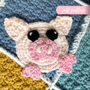 Virkmönster - DIREKT PDF-NEDLADDNING - Hitta mig pyssel - Virkad gris - Grisapplikation - Virkad grisapplikation - Cuddle Buddies babyfilt