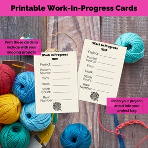 Printable Crochet Work In Progress cards (WIP cards)