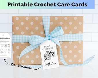 Printable Crochet Care cards/tags that add a polished/professional look to your handmade items