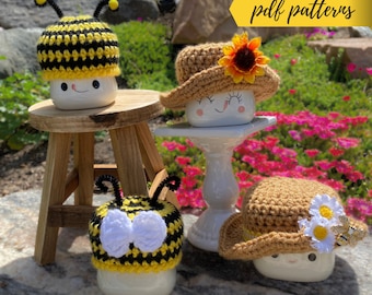 June/summer marshmallow mug hat crochet PATTERN, beginner friendly, video tutorial, digital download, tiered tray, Rae Dunn inspired
