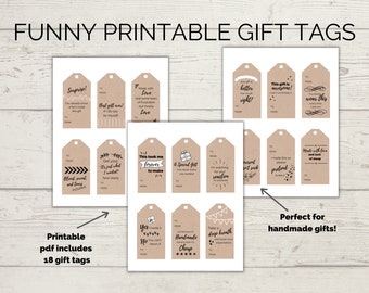 Funny/sarcastic/snarky printable gift tags for handmade items
