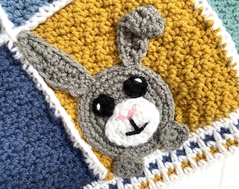 Crochet Pattern - INSTANT PDF DOWNLOAD - Find Me Crafting - Crochet Bunny - Bunny Applique - Cuddle Buddies Baby Blanket
