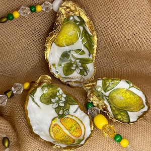 Lemon Oyster Shell Ornament Set of 3