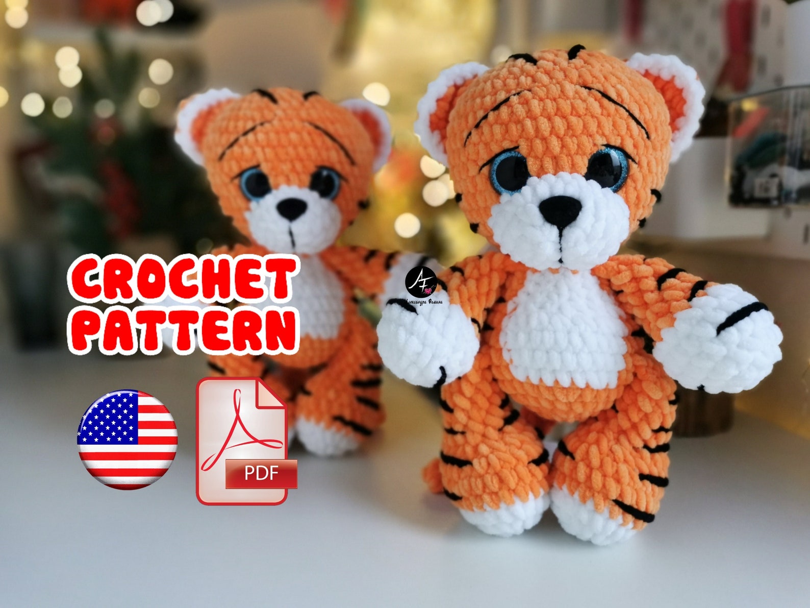 Tiger Crochet Pattern PDF English Plush Stuffed Tiger Pattern - Etsy