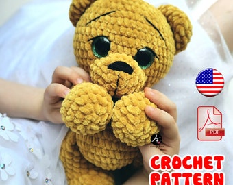 Teddy bear pattern Crochet Pattern amigurumi Bear PDF English stuffed bear pattern Amigurumi pattern DIY tutorial mimi bear plushie pattern