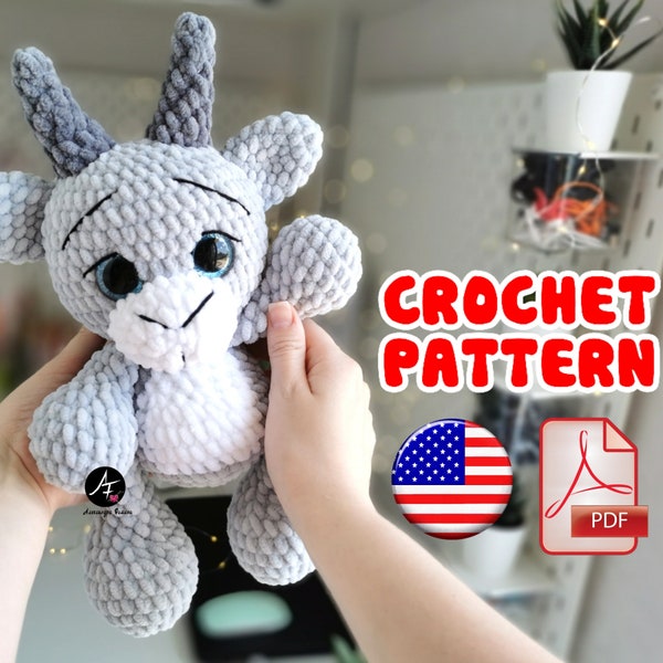 Crochet Patterns Goat plush PDF English Crochet goat plush pattern stuffed animal crochet pattern Amigurumi tutorial Plush pattern digital