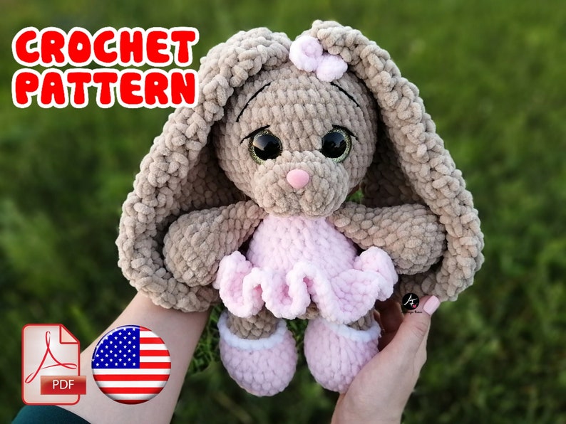 Crochet Pattern Bunny PDF English Plush Stuffed Bunny Etsy