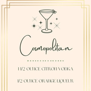 Cosmopolita, Ricetta cocktail classica, Stampa digitale, Arte murale, Download digitale, Download istantaneo di arte