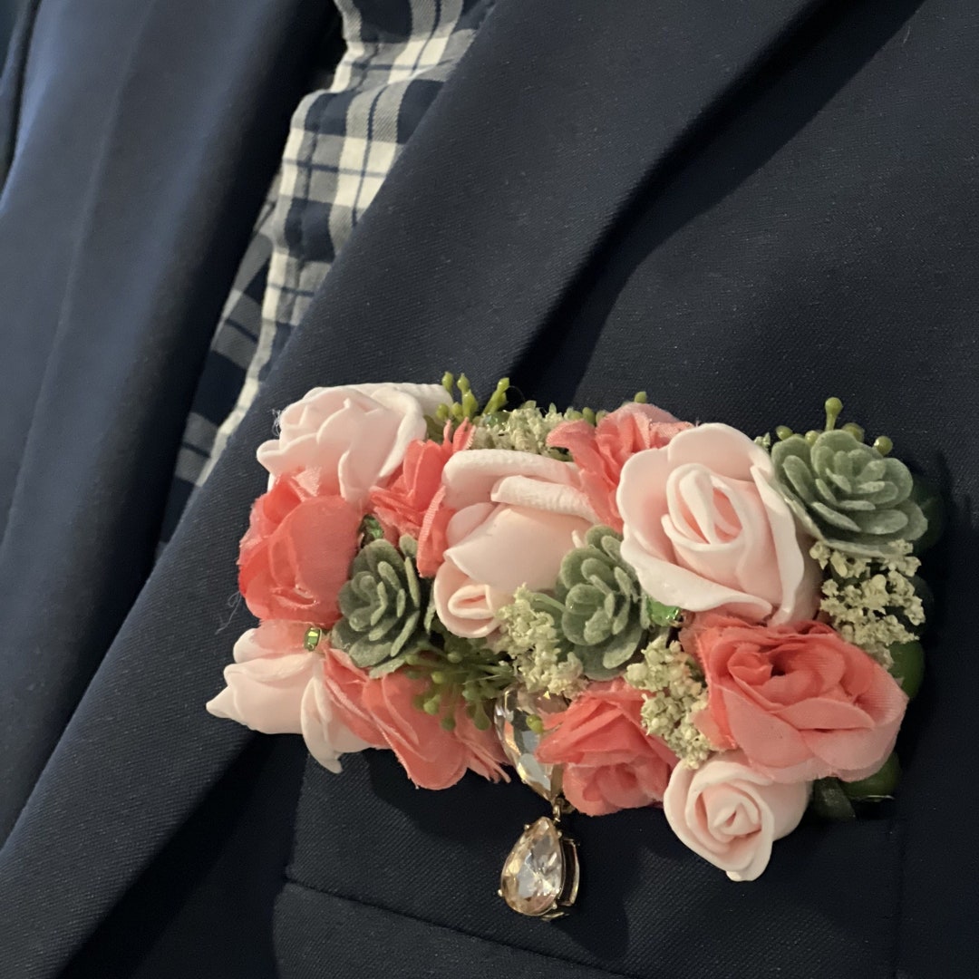 Pocket Square Boutonnière Peaches & Bling Etsy