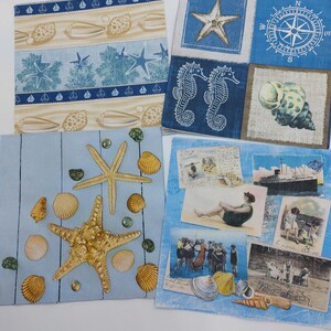 Set of 2 or 4 individual decoupage napkins. Sea shells marine motif craft napkin for decoupage scrapbook mixed media arts and crafts