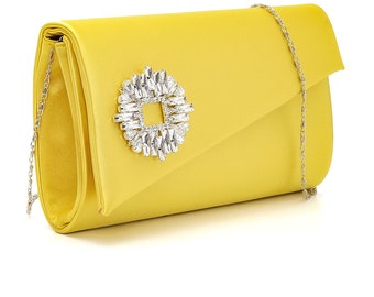 Large Square Stone Yellow Evening Bag/ Bridal Luxury Wedding Event Evening Clutch / Leather clutch bag,Leather clutch purse,Zipper clutch