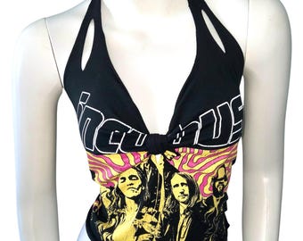 Camiseta INCUBUS, top corto con cuello halter, corte desgastado, tirantes finos, hombros descubiertos, camiseta vintage reciclada de banda de concierto para festivales de Saaks