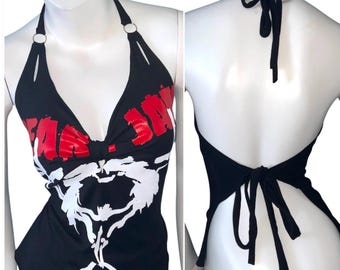 PEARL JAM Cut Up Tshirt HALTER Top concert music festival cut up shredded band custom up-cycled re-vamped sexy saaks style tee
