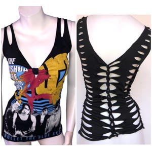 U2 Cut Weave Back T-shirt Top Concert festival metal band cut shredded sexy revamped upcycled custom shirt