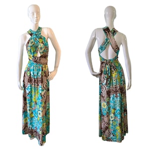 Print CRISS CROSS Halter Dress