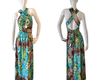 Print CRISS CROSS Halter Dress