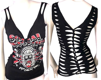 SOCIAL DISTORTION Cut-Up-T-Shirt-Oberteil Cut-Up-Cut-Up-Cut-Up-Cut-Shoulder-Tank