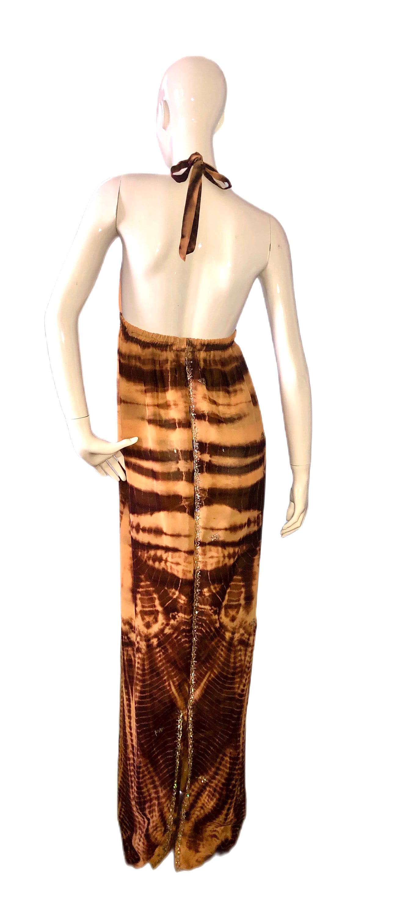 Brown TIE DYE Lux Beaded Maxi Dress
